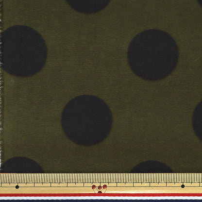[From quantity 5]Fabric "nylonTaffetaPrinting Polka dots Khaki x black SG-4000-B"