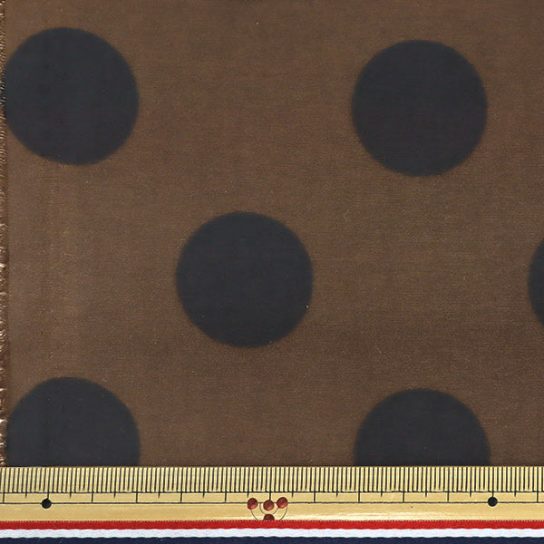 [From quantity 5]Fabric "nylonTaffetaPrinting Polka dots Brown x black SG-4000-C"