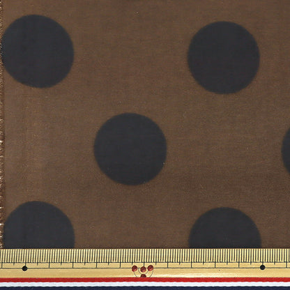 [From quantity 5]Fabric "nylonTaffetaPrinting Polka dots Brown x black SG-4000-C"