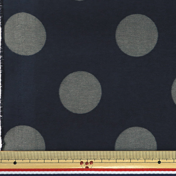 [From quantity 5]Fabric "nylonTaffetaPrinting Polka dots Navy x Gray SG-4000-D"