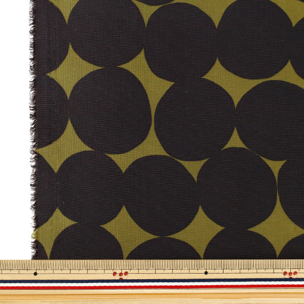 [Quantity from 5] Fabric 『NylonOxfordprint Polka dots Khaki x Black SG-172-D"
