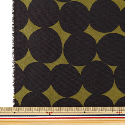 [Quantity from 5] Fabric 『NylonOxfordprint Polka dots Khaki x Black SG-172-D"