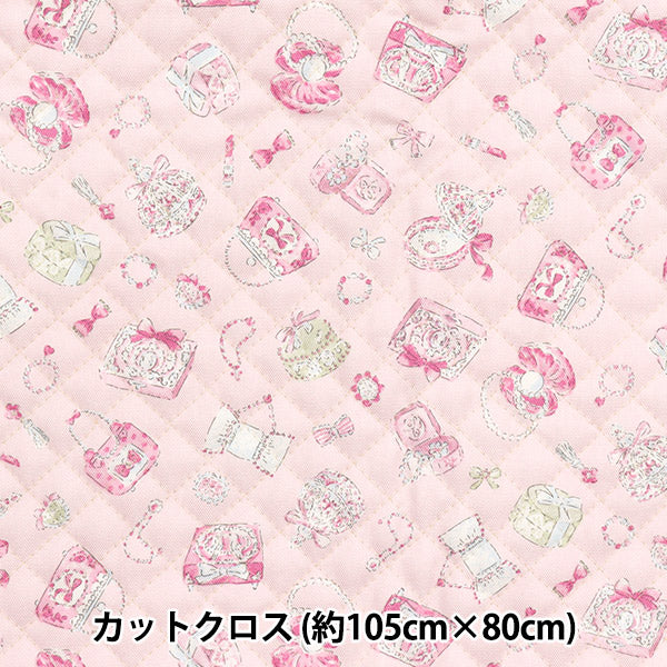 Fabric "Colorful Canvas"OxfordQuilted Jewelry Box Cut Cloth Approx. 105 x 80cm Pink QCOCAN-JEW2PI" KOKKA