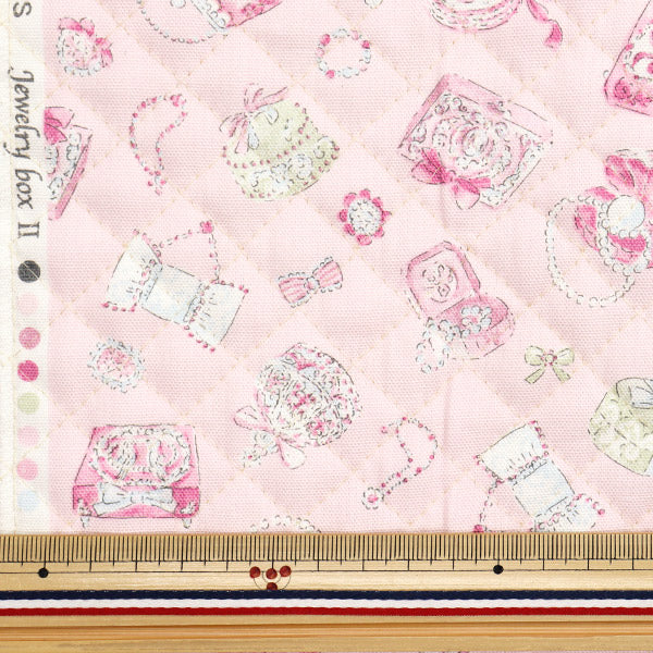 Fabric "Colorful Canvas"OxfordQuilted Jewelry Box Cut Cloth Approx. 105 x 80cm Pink QCOCAN-JEW2PI" KOKKA