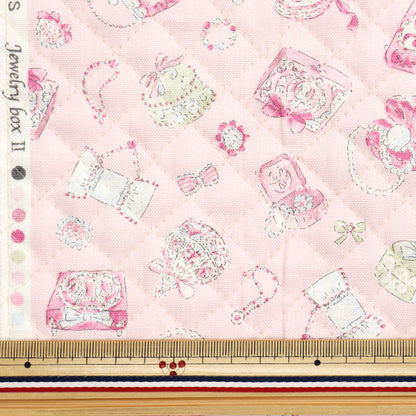 Fabric "Colorful Canvas"OxfordQuilted Jewelry Box Cut Cloth Approx. 105 x 80cm Pink QCOCAN-JEW2PI" KOKKA