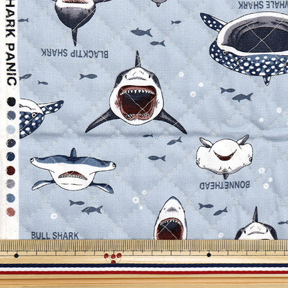 Fabric "Colorful Canvas"OxfordQuilted Shark Shark Cut Cloth Approx. 105 x 80 cm Kusumi Blue QCOCANSHA-KBL" KOKKA