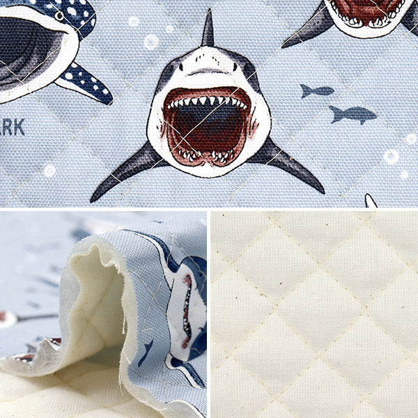 Fabric "Colorful Canvas"OxfordQuilted Shark Shark Cut Cloth Approx. 105 x 80 cm Kusumi Blue QCOCANSHA-KBL" KOKKA