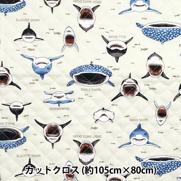 Fabric "Colorful Canvas"OxfordQuilted Shark Shark Cut Cloth Approx. 105 x 80 cm Natural QCOCANSHA-NA" KOKKA