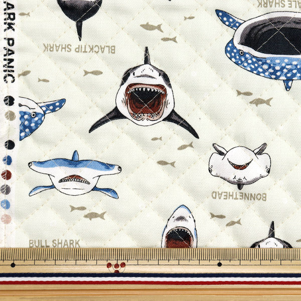 Fabric "Colorful Canvas"OxfordQuilted Shark Shark Cut Cloth Approx. 105 x 80 cm Natural QCOCANSHA-NA" KOKKA