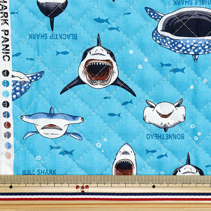 Fabric "Colorful Canvas"OxfordQuilted Shark Shark Cut Cloth Approx. 105 x 80cm Saxophone QCOCANSHA-SA" KOKKA