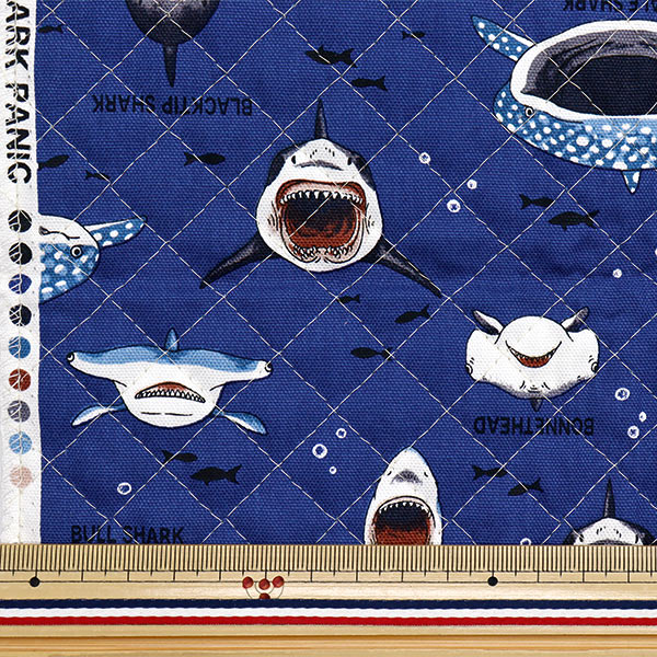 Fabric "Colorful Canvas"OxfordQuilted Shark Shark Cut Cloth Approx. 105 x 80cm Navy QCOCANSHA-NV" KOKKA