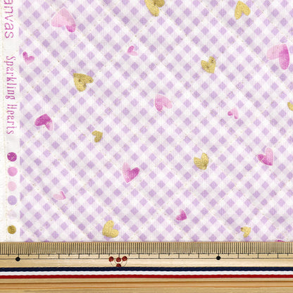 Fabric "Colorful Canvas"SheetingQuilt Sparkling Heart Cut Cloth Approx. 105 x 80cm Purple QCOCAN-HT-PP" KOKKA