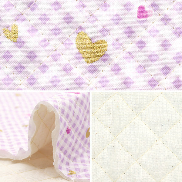 Fabric "Colorful Canvas"SheetingQuilt Sparkling Heart Cut Cloth Approx. 105 x 80cm Purple QCOCAN-HT-PP" KOKKA