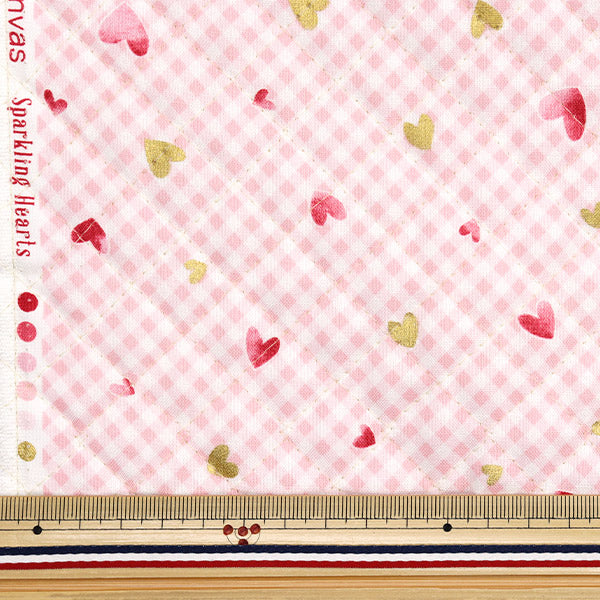 Fabric "Colorful Canvas"SheetingQuilt Sparkling Heart Cut Cloth Approx. 105 x 80cm Pink QCOCAN-HT-PI" KOKKA