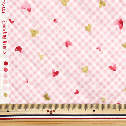 Fabric "Colorful Canvas"SheetingQuilt Sparkling Heart Cut Cloth Approx. 105 x 80cm Pink QCOCAN-HT-PI" KOKKA