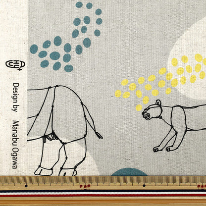 【数量5から】 生地 『HAyU 綿麻キャンバス African animals EGX-7720-1A』 KOKKA コッカ