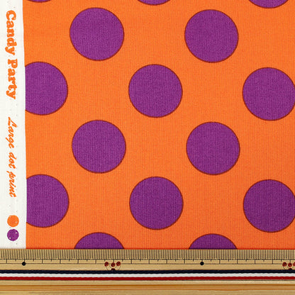 [Anzahl ab 5] Stoff "leinwandbindung „Candy Party Dot Orange x Lila HA-3030-1C“ KOKKA