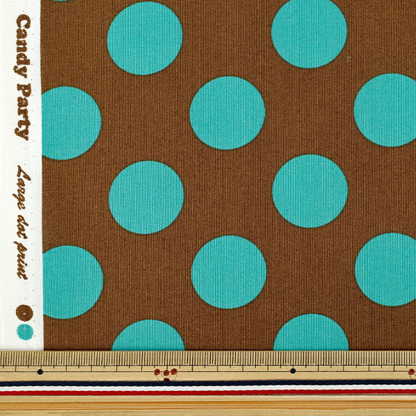 [Anzahl ab 5] Stoff "leinwandbindung „Candy Party Dot Brown x Mint HA-3030-1D“ KOKKA