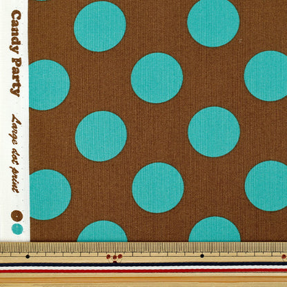 [Anzahl ab 5] Stoff "leinwandbindung „Candy Party Dot Brown x Mint HA-3030-1D“ KOKKA