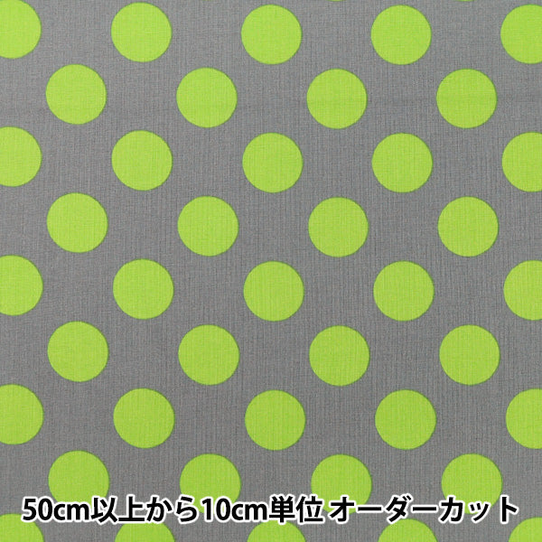 [Anzahl ab 5] Stoff "leinwandbindung „Candy Party Dot Grey x Hellgrün HA-3030-1E“ KOKKA