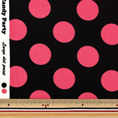 [Quantità da 5] Tessuto "fogli Candy Party Dot Nero x Rosa HA-3030-1M” KOKKA