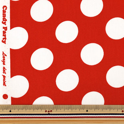 [Anzahl ab 5] Stoff "leinwandbindung „Candy Party Dot Rot x Weiß HA-3030-1N“ KOKKA