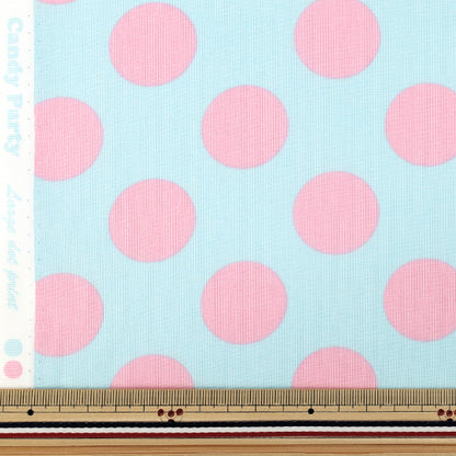 [Anzahl ab 5] Stoff "leinwandbindung „Candy Party Dot Hellblau x Rosa HA-3030-1P“ KOKKA