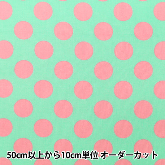 【数量5起】 織物 "板材織物 糖果派对圆点浅绿色×粉红色HA-3030-1Q KOKKA