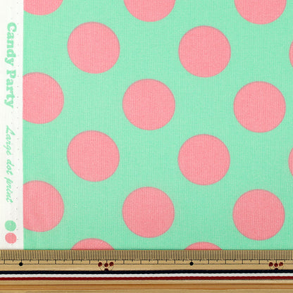 [Anzahl ab 5] Stoff "leinwandbindung „Candy Party Dot Hellgrün x Rosa HA-3030-1Q“ KOKKA