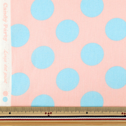 [Quantità da 5] Tessuto "fogli Candy Party Dot Corallo x Azzurro HA-3030-1S” KOKKA