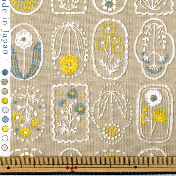 【数量5から】 生地 『シーチング 刺繍風プリント 小花 薄ベージュ YGA-96050-1A』 KOKKA コッカ
