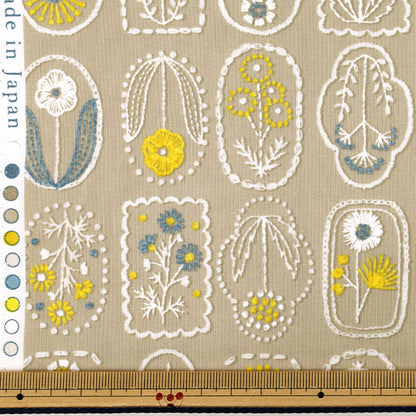【数量5から】 生地 『シーチング 刺繍風プリント 小花 薄ベージュ YGA-96050-1A』 KOKKA コッカ