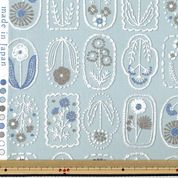 【数量5から】 生地 『シーチング 刺繍風プリント 小花 サックス YGA-96050-1B』 KOKKA コッカ