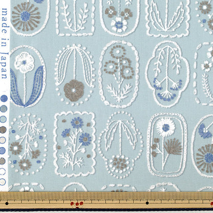 【数量5から】 生地 『シーチング 刺繍風プリント 小花 サックス YGA-96050-1B』 KOKKA コッカ
