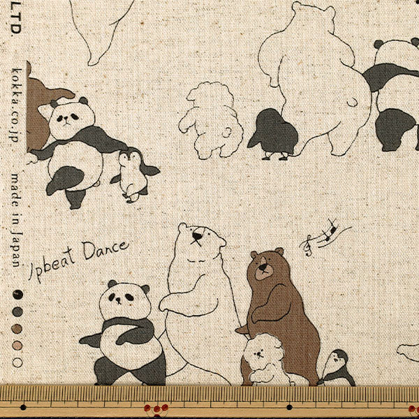 [Quantity from 5] Fabric "Cotton Linen Canvas Dancing Bear Light Beige YKA-46030-1A” KOKKA