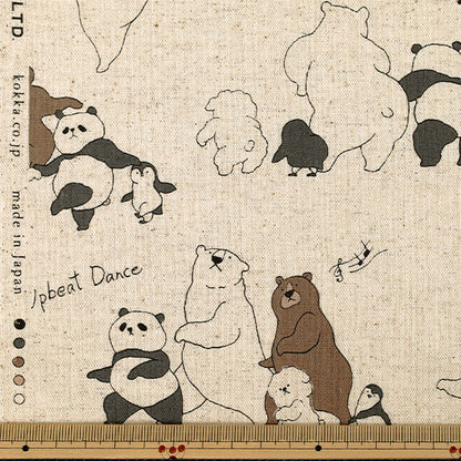 [Quantity from 5] Fabric "Cotton Linen Canvas Dancing Bear Light Beige YKA-46030-1A” KOKKA