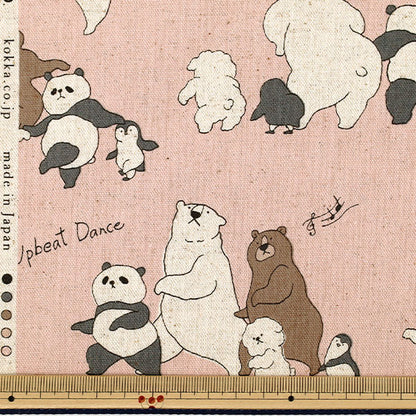 [Quantité à partir de 5] Tissu "Toile de lin et coton ours dansant rose YKA-46030-1B” KOKKA