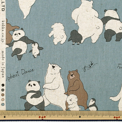 [Quantité à partir de 5] Tissu "Toile de lin et coton ours dansant bleu YKA-46030-1D” KOKKA