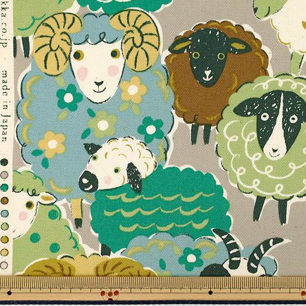 [Quantità da 5] Tessuto "Oxford Potente modello di pecora animale verde YGA-96010-1B " KOKKA