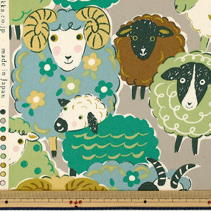 [Quantità da 5] Tessuto "Oxford Potente modello di pecora animale verde YGA-96010-1B " KOKKA