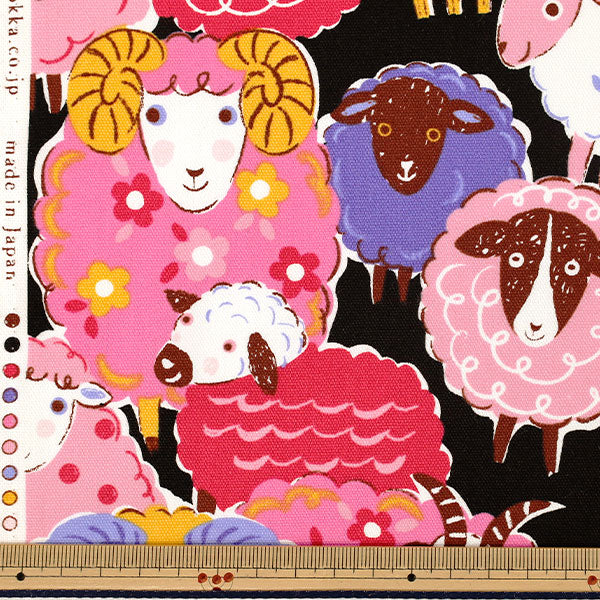 [Quantity from 5] Fabric "Oxford Powerful Animal Sheep Pattern Black YGA-96010-1D” KOKKA
