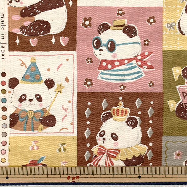 [Cantidad desde 5] Tela "Oxford Poderoso patrón animal panda beige YGA-96010-2D” KOKKA