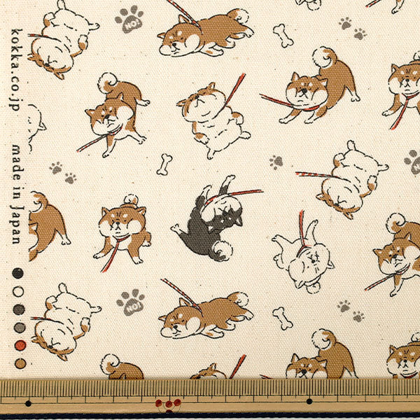 [Quantity from 5] Fabric "Oxford Whimsical Animal Refusal Dog Off White YPA-76020-2A” KOKKA