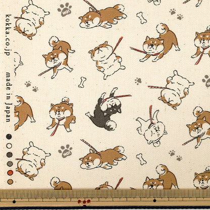 [Quantity from 5] Fabric "Oxford Whimsical Animal Refusal Dog Off White YPA-76020-2A” KOKKA