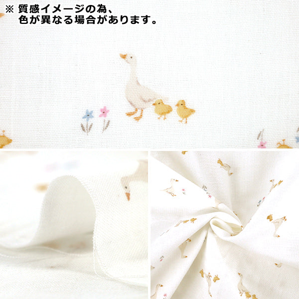 [Quantity from 5] Fabric "double gauze ROYALBABY duck pattern white YPA-76000-2A” KOKKA