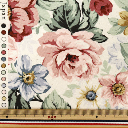 [Quantity from 5] Fabric "Oxford Basic Rose White x Red YKA-46010-1A” KOKKA