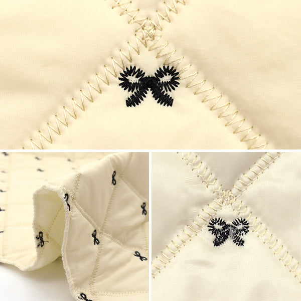 生地 『リボン刺しゅうキルトカットクロス 約63cm×100cm オフホワイト