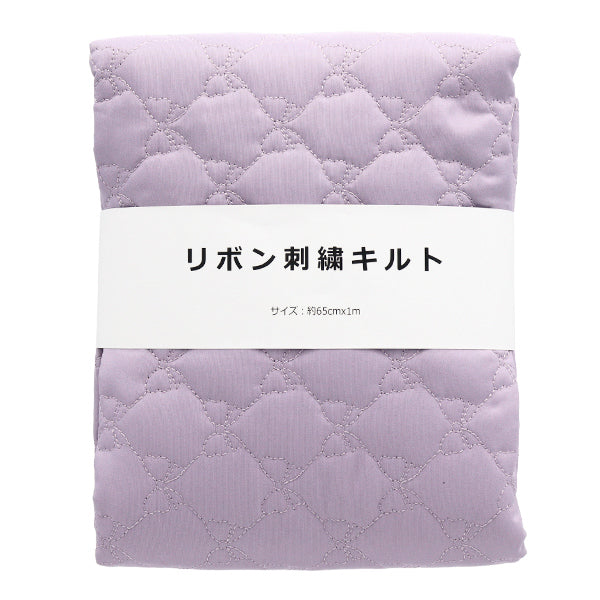 生地 『キルトカットクロス リボン柄 約65cm×100cm パープル C-HS2291