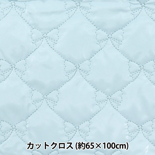 生地 『キルトカットクロス リボン柄 エナメル風 約65cm×100cm サックス C-HS2292-2SA』