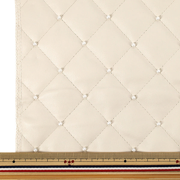 Tissu ``Couette en perles de cuir synthétique Tissu coupé Env. 65 cm x 70 cm Blanc HS2307-1"